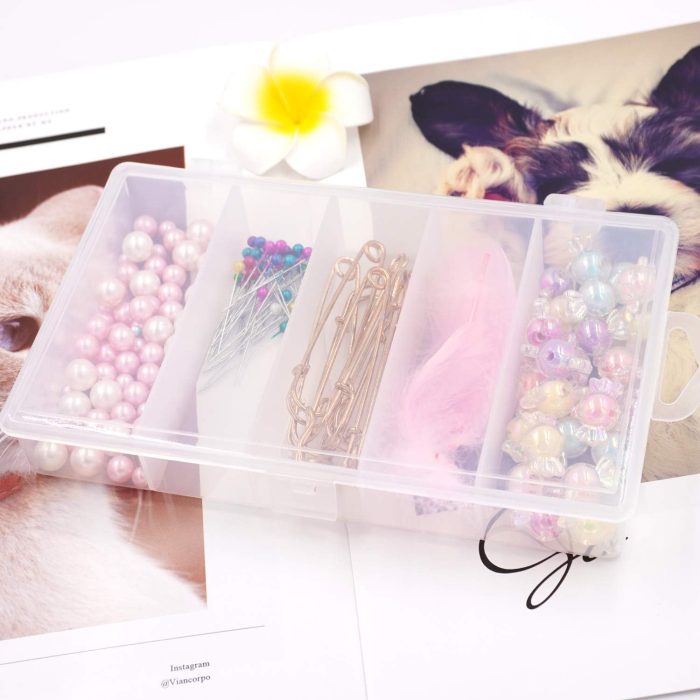 Honbay Clear Visible Plastic Fishing Tackle Accessory Storage Box Case Container - Jewelry Making Findings Organizer - (M:7"x4.3"x1.2") - Image 6