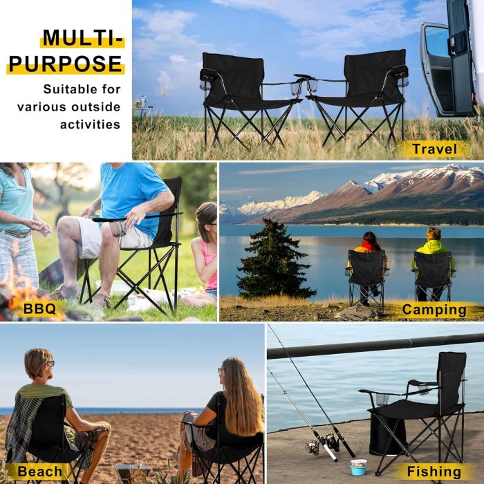 Joyfair Portable Camping Chair, Outdoor Lawn Folding Chairs for Adults, Heavy Duty Large Foldable Chairs for Beach, Fishing, Tailgating Outdoor Sport, 2 Cup Holders & Carry Bag - Image 6