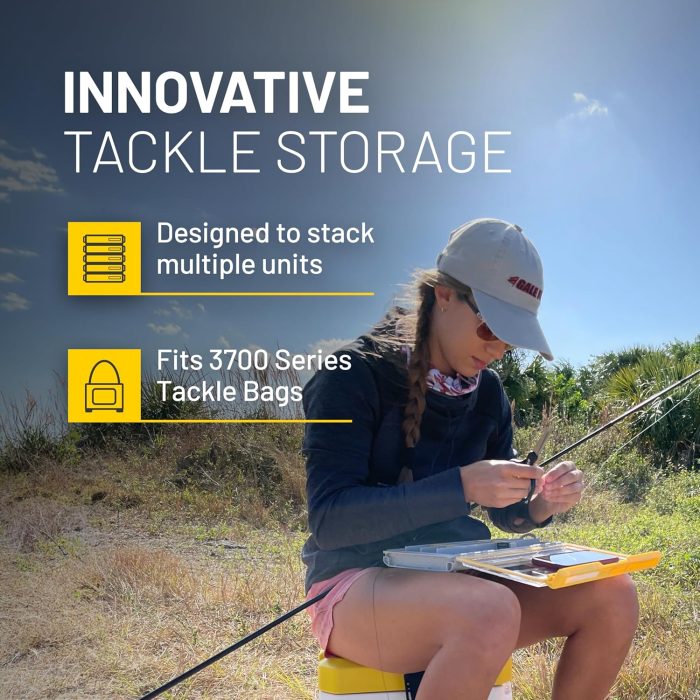Plano Edge 3700 Spinnerbait Utility Box, Gray and Yellow, Holds Up to 36 Individual Spinnerbaits, Rust-Resistant and Waterproof Bait Storage Organizer - Image 4